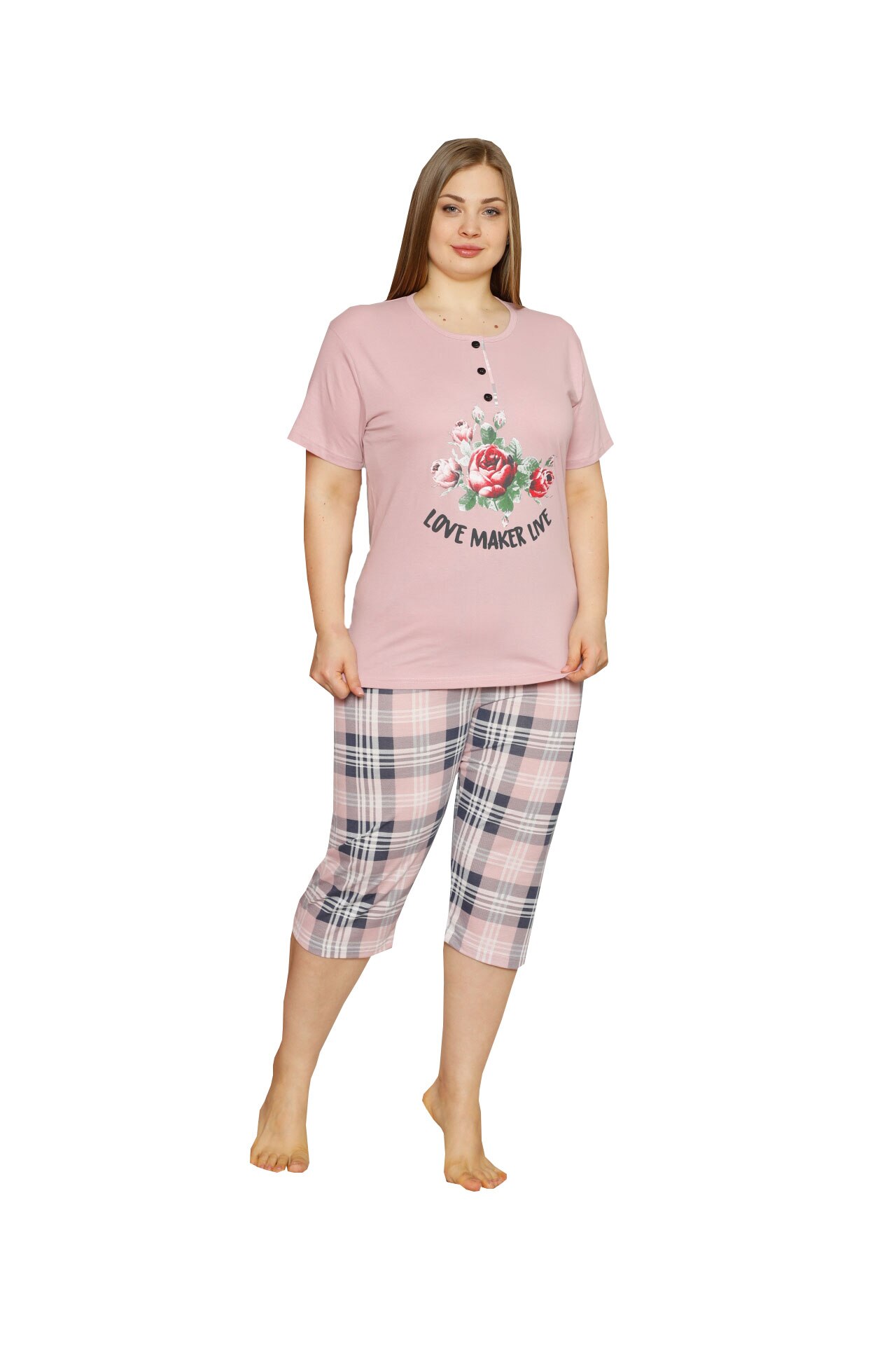Pijamale dama Serena, imprimeu yummy, Roz