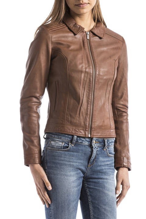 Jacheta biker dama BLUE WELLFORD SAVARA, Piele, Maro, Maro, L