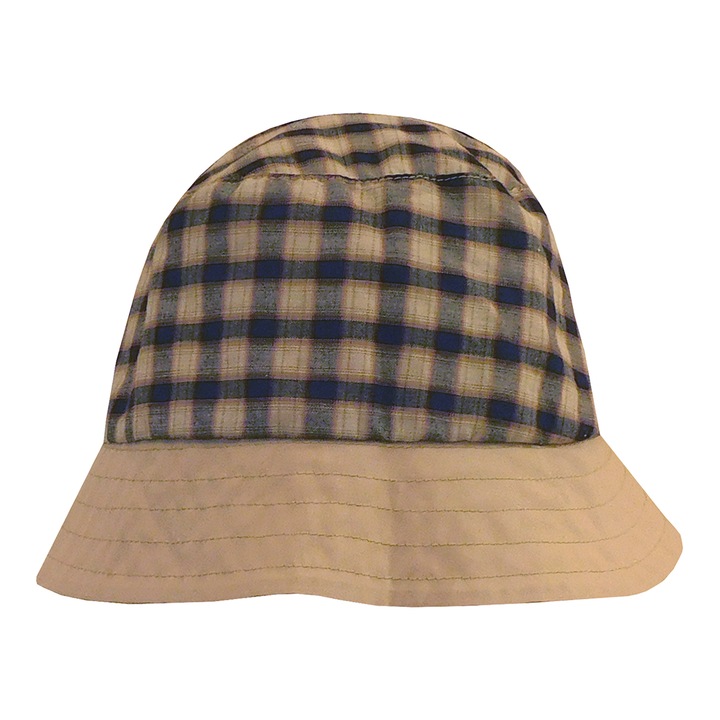 Vékony nyári karimás kalap, vászon fiú sapka - Drapp kockás (Drapp, 58 cm)
