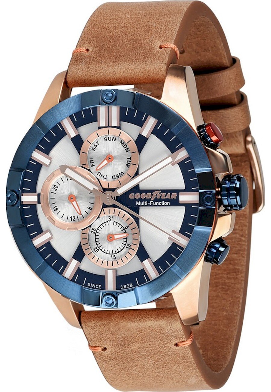 Ceas analogic, Goodyear, G.S01217.01.04, Quartz, 5 ATM, 48 mm, Multicolor