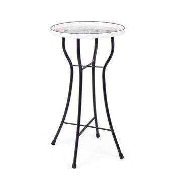 Masuta cafea pliabila fier negru albastru roz Rosalie Ø 41 cm x 74 h Masuta cafea pliabila fier negru albastru roz Rosalie Ø 41 cm x 74 h