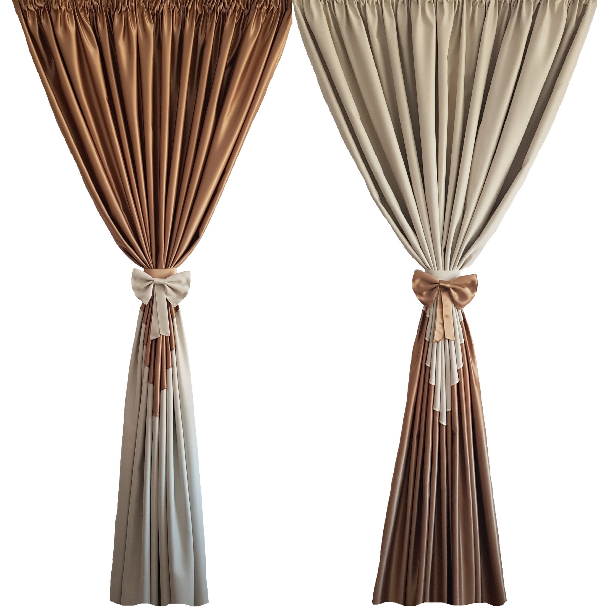 Set 2 draperii DECORINT pe rejansa (DR.61), bej, capucino, 250x241cmx2 buc