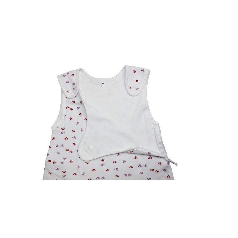 Sac de dormit, vara, alb cu labute roz 68 - 80 cm