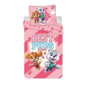 Lenjerie de pat pentru copii Paw Patrol, 135x200 /80x80 cm, Bumbac, Multicolor Lenjerie de pat pentru copii Paw Patrol, 135x200 /80x80 cm, Bumbac, Multicolor