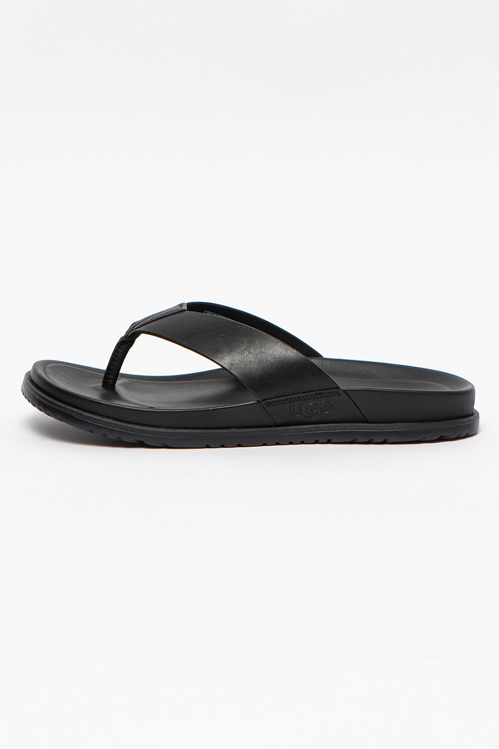UGG, Papuci flip-flop din piele Wainscott, Negru, 9