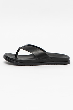 UGG, Papuci flip-flop din piele Wainscott, Negru, 9 UGG, Papuci flip-flop din piele Wainscott, Negru, 9
