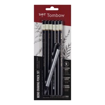 Set 6 Creioane Tombow Mono 100 2H-6B + O Radiera tip creion mecanic cadou Set 6 Creioane Tombow Mono 100 2H-6B + O Radiera tip creion mecanic cadou