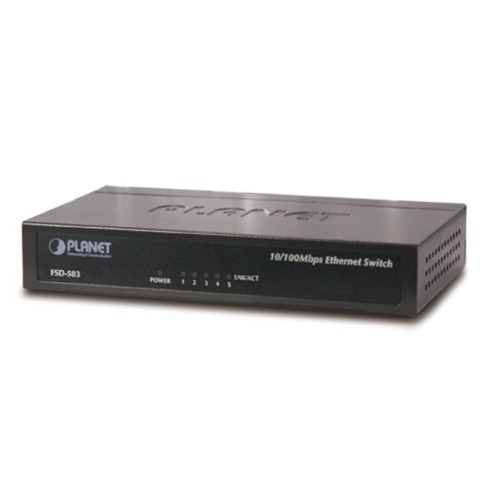 Switch Planet 5-Port 10/100Mbps Fast Ethernet Switch, Metal