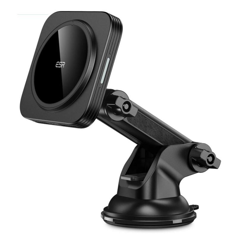 Suport auto ESR Halolock Magnetic Dashboard, compatibil MagSafe, incarcare wireless, rotire 360 grade, Cablu USB-C inclus, Negru