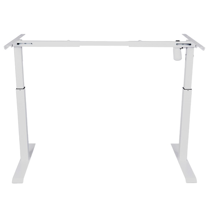 Cadru de birou reglabil electric pe inaltime, TerrA3 White, 1 motor, 60 kg uploading, inaltime maxima 120 cm, lungime 90 cm - 140 cm, panou cu butoane pentru memorare inaltime,, 22 mm/secunda