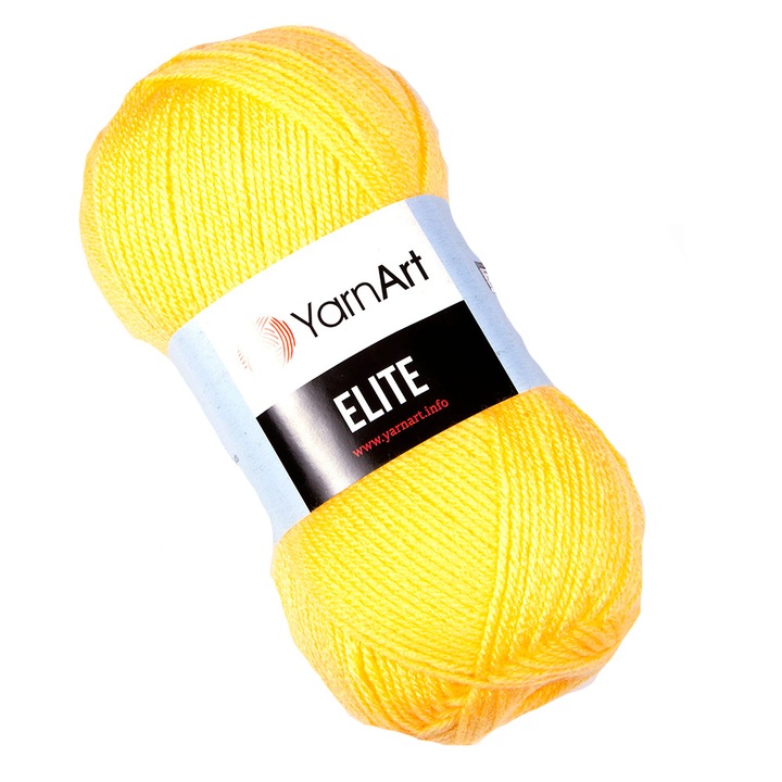 Fir Textil Yarn Art Elite 216 pentru crosetat si tricotat, acril, galben, 300 m