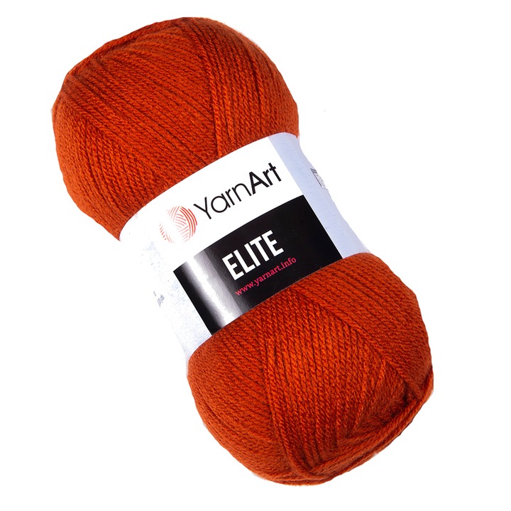 Fir Textil Yarn Art Elite 847 pentru crosetat si tricotat, acril, caramiziu, 300 m
