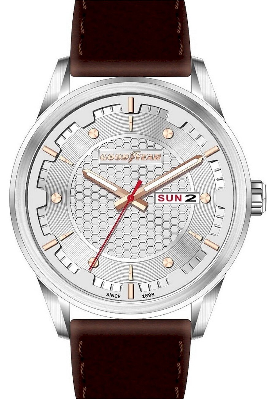 Ceas analogic, Goodyear, G.S01239.02.02, Quartz, 5 ATM, Maro/Argintiu