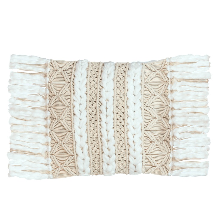 Декоративна калъфка за възглавница макраме Dara, QNODI, текстил, натурален, 45x45 см