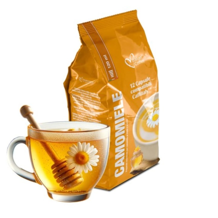 Capsule Ceai de Musetel cu Miere Italian Coffee, 12 capsule, compatibile cu Tchibo Cafissimo, Caffitaly si Beanz