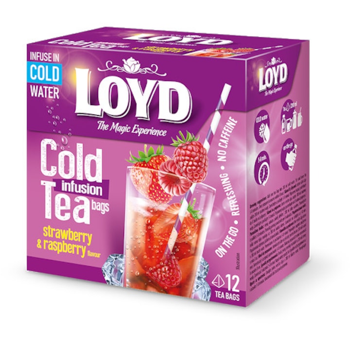 Loyd Cold Infusion Tea, 12 db, eper és málna
