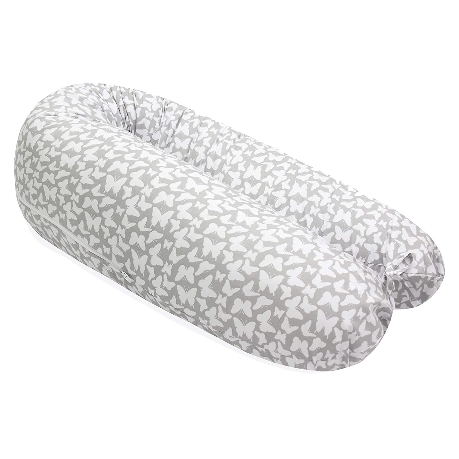 Perna Scamp 3 in 1 pentru gravide, alaptat, bebelusi, 150 cm, Grey Butterflies