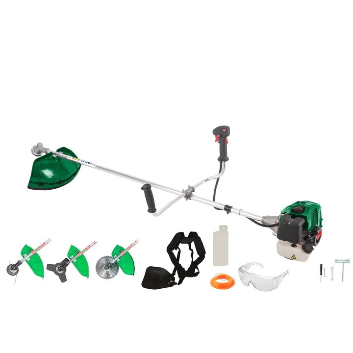 Motocoasa pe benzina Verk VGT5800A, 4.2 CP, 9000 Rpm, 8 accesorii, AKT