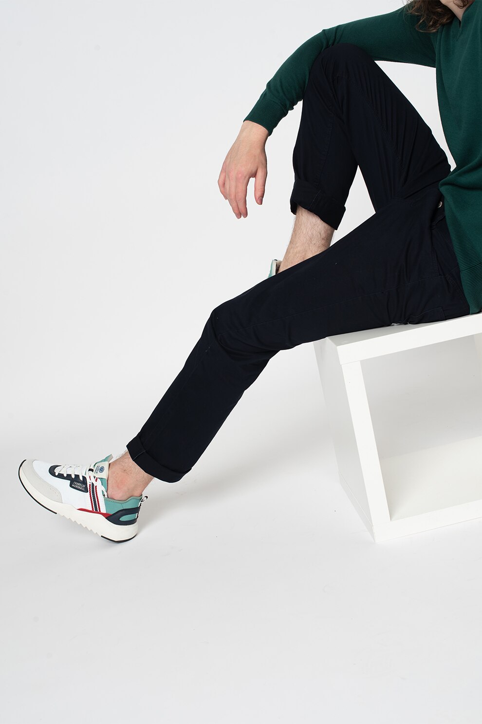 OVS, Pantaloni cu talie medie, Bleumarin inchis, M-L