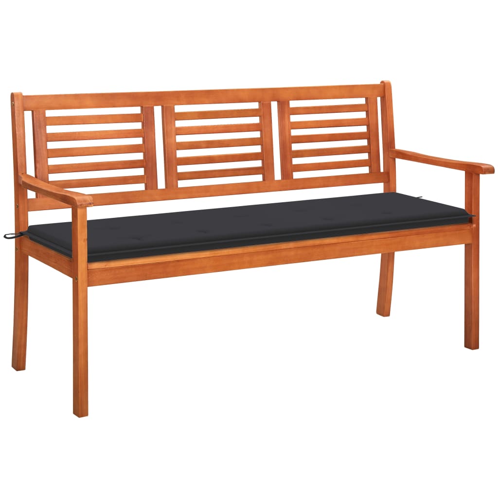 Banca de gradina cu 3 locuri cu perne vidaXL, Lemn de acacia, 150 x 60 x 89 cm, perna 4 cm, Maro/Antracit