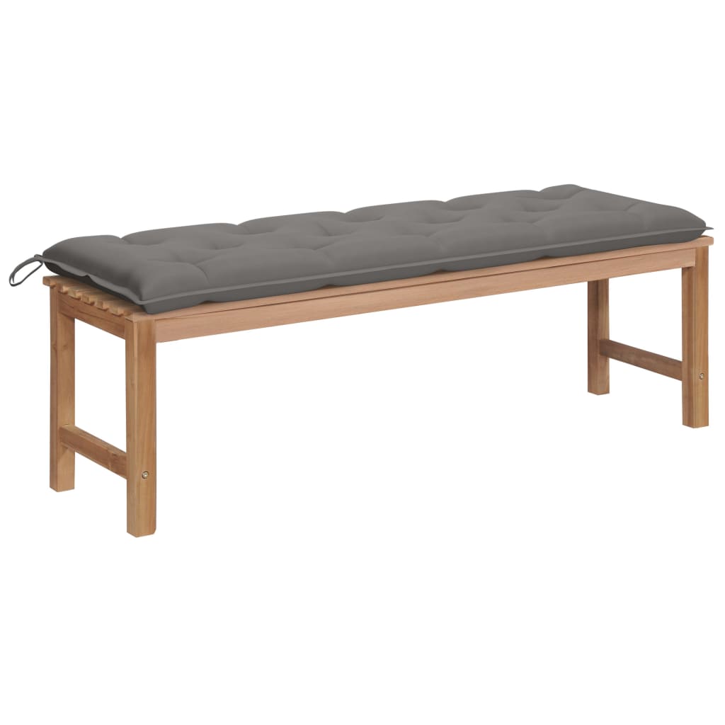 Banca de gradina cu salteluta sezut, vidaXL, Lemn de tec, 150 x 40 x 45 cm, 7 cm, Maro-Gri