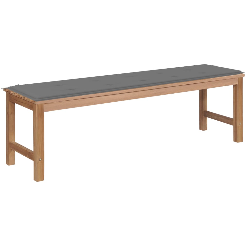 Banca de gradina cu salteluta sezut, vidaXL, Lemn de tec, 150 x 40 x 45 cm, 4 cm, Maro-Gri
