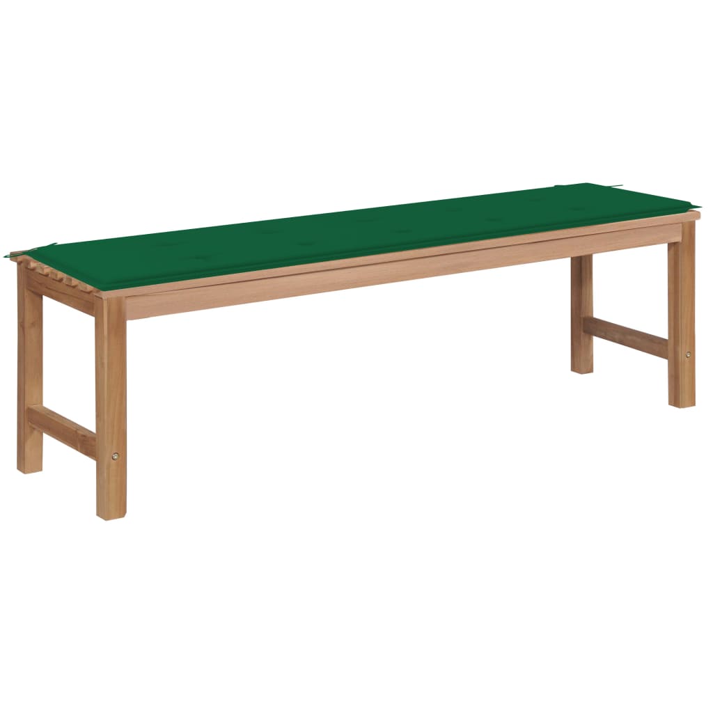 Banca de gradina cu salteluta sezut, vidaXL, Lemn de tec, 150 x 40 x 45 cm, 4 cm, Maro-Verde inchis