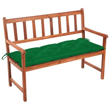 Banca de gradina cu cotiere cu perna vidaXL, Lemn de acacia, 120 x (50 - 58) x 90 cm, perna 7 cm, Maro/Verde Banca de gradina cu cotiere cu perna vidaXL, Lemn de acacia, 120 x (50 - 58) x 90 cm, perna 7 cm, Maro/Verde