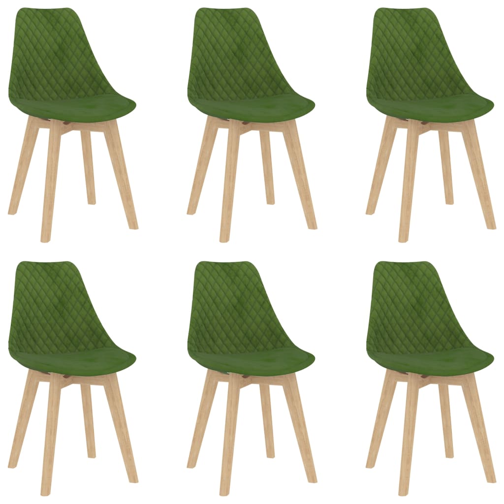 Set de 6 scaune de bucatarie tapitate, vidaXL, Catifea, 49 x 57 x 82 cm, Verde deschis
