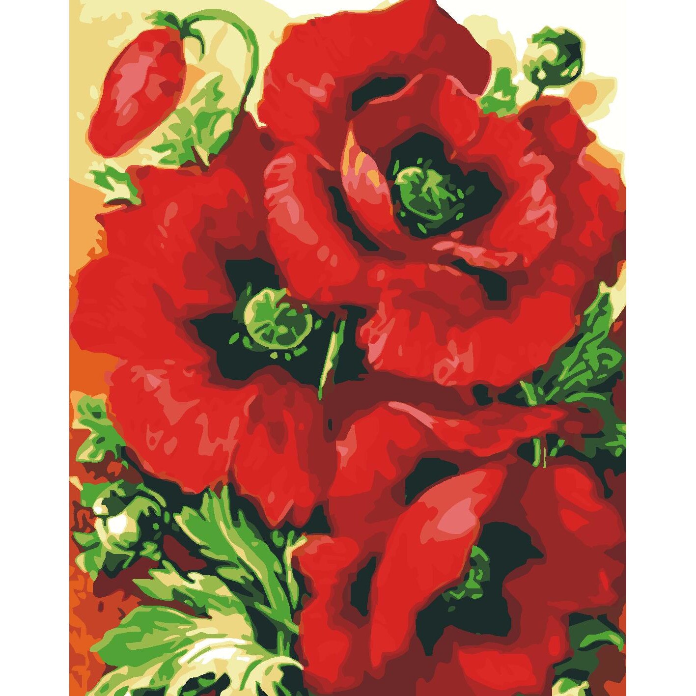 Set pictura pe numere Maci, 40x50cm, panza fara rama