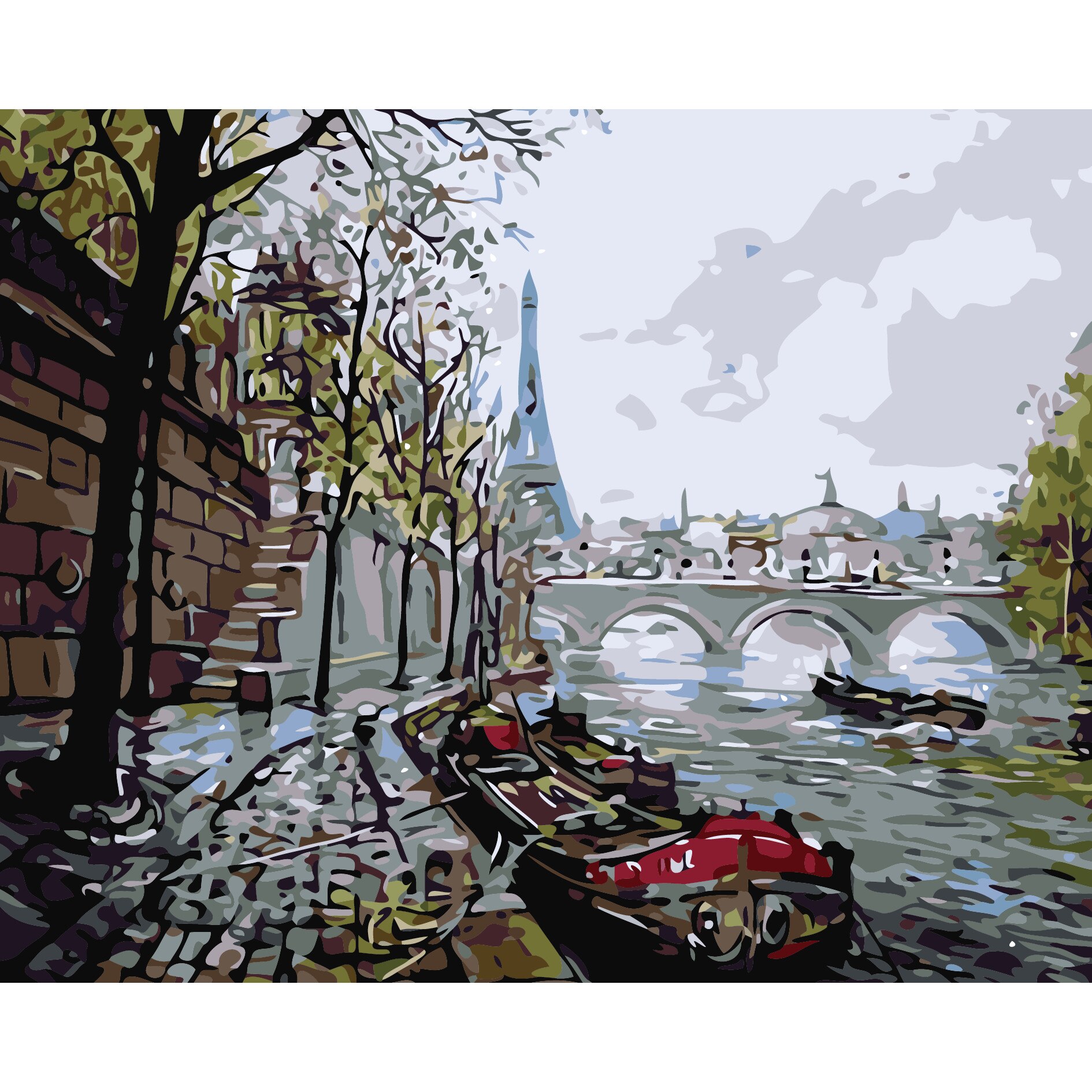 Set pictura pe numere Rambleul Parisului, 40x50cm, panza fara rama