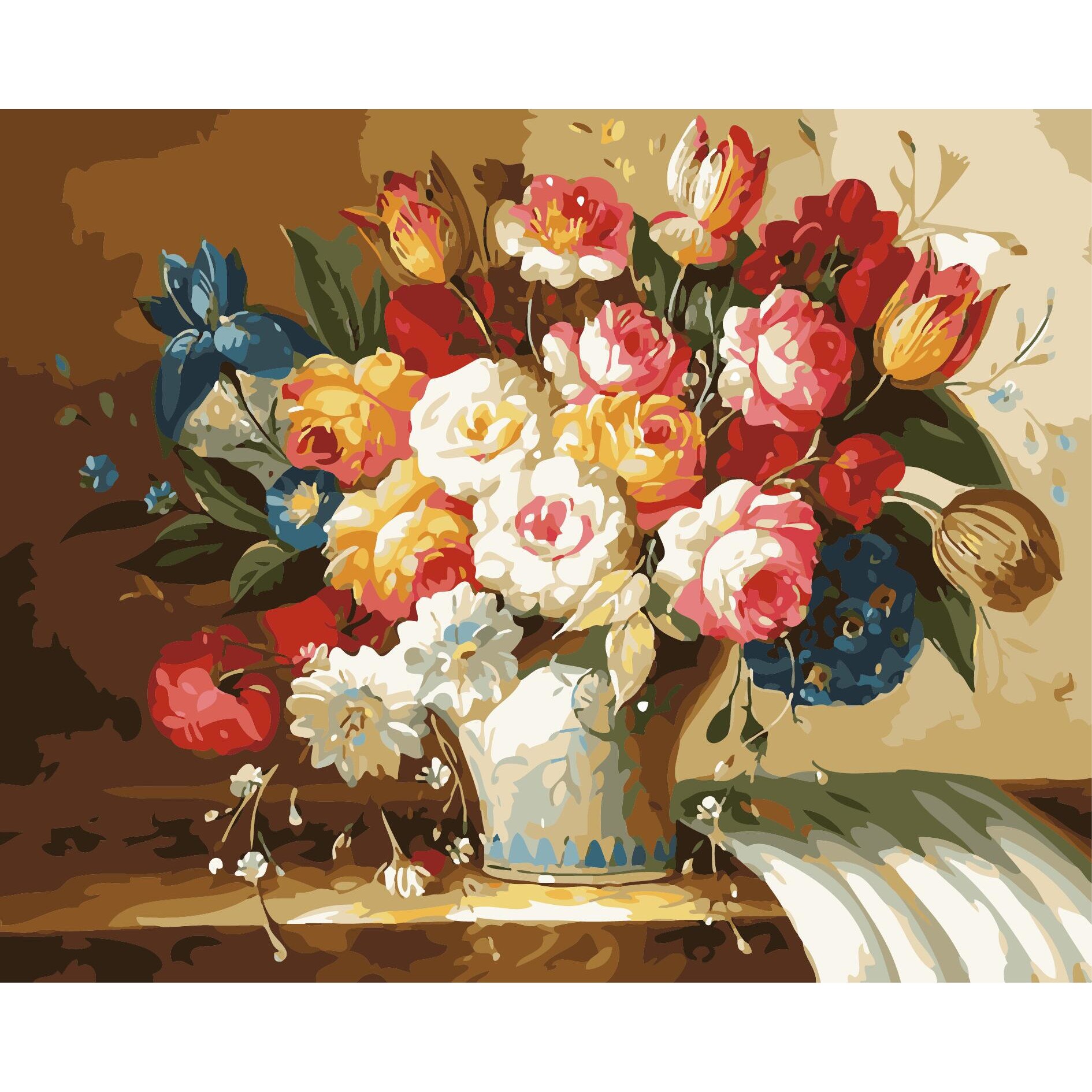 Set pictura pe numere flori ppn15, 40x50cm, panza fara rama