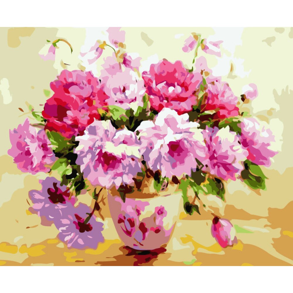 Set pictura pe numere flori ppn25, 40x50cm, panza fara rama