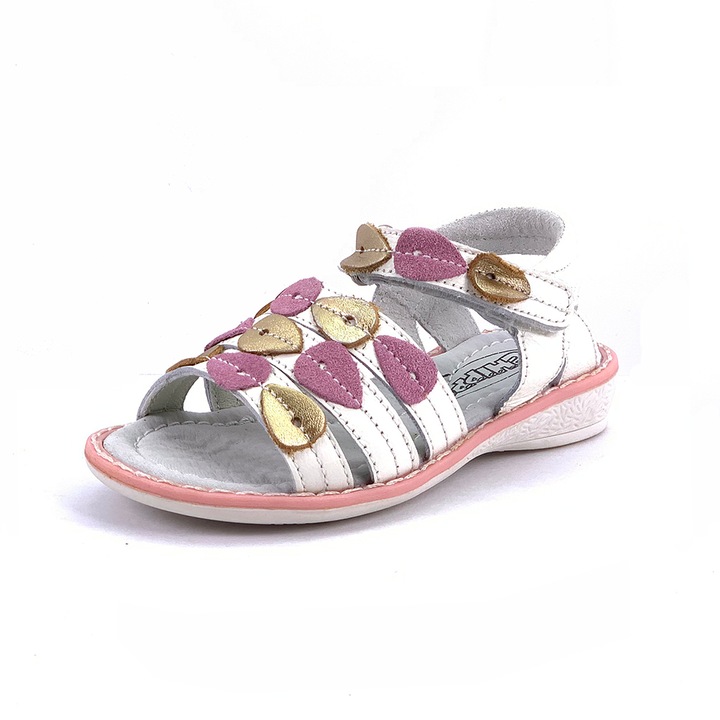 Детски сандал Chippo Kids 133953, 25-30, Естествена кожа, Бял/Розово