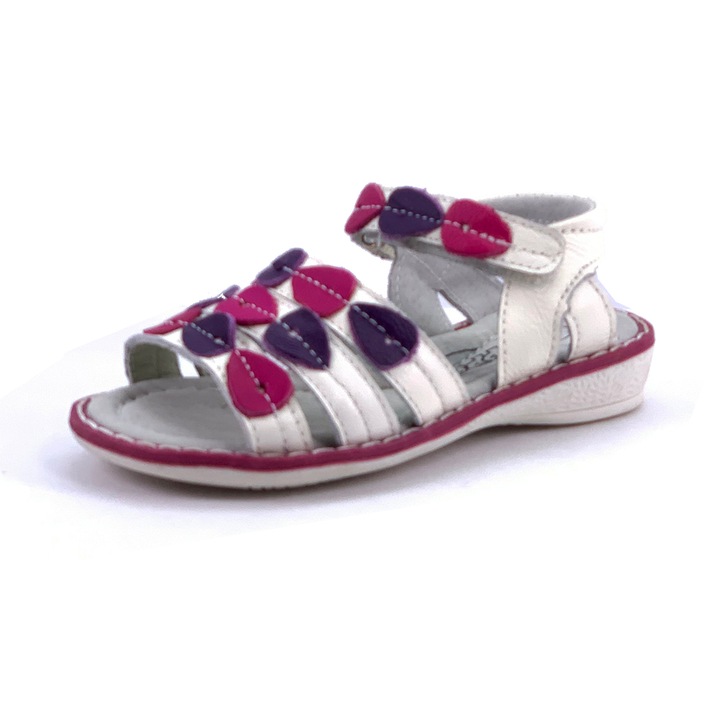 Детски сандал Chippo Kids 133953, 25-30, Естествена кожа, Бял/Яркорозово