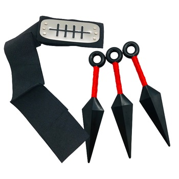 Kit bandana si 3 cutite kunai shinobi 13 cm, Simbolul Ploii, Naruto, Negru, Shop Like A Pro® Kit bandana si 3 cutite kunai shinobi 13 cm, Simbolul Ploii, Naruto, Negru, Shop Like A Pro®