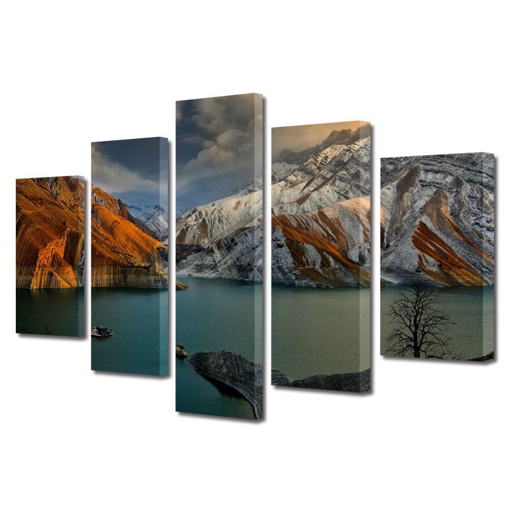 Set Tablouri Multicanvas 5 Piese Peisaje In port, 70 x 125 cm