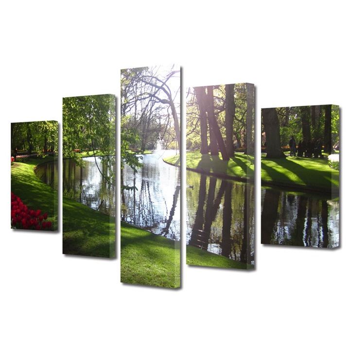 Set Tablouri Multicanvas 5 Piese Peisaje Luciul apei, 70 x 125 cm