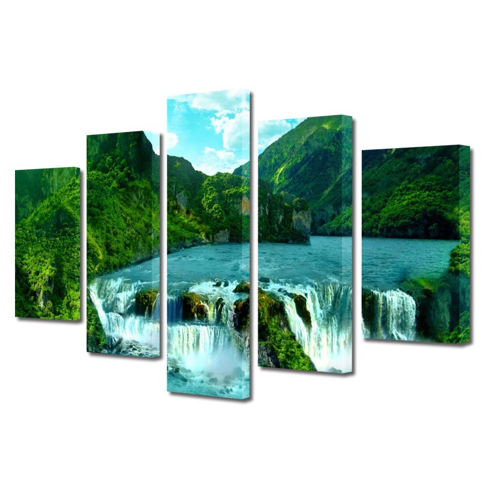 Tablou Multicanvas 5 Piese Peisaje Cascade, 45 x 70 cm