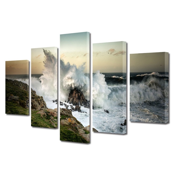 Set Tablouri Multicanvas 5 Piese Peisaje Val izbit de stanca, 70 x 125 cm