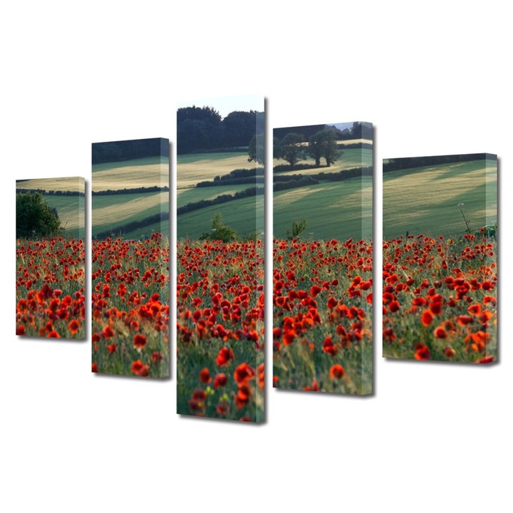 Set Tablouri Multicanvas 5 Piese Peisaje Maci la orizont, 70 x 125 cm