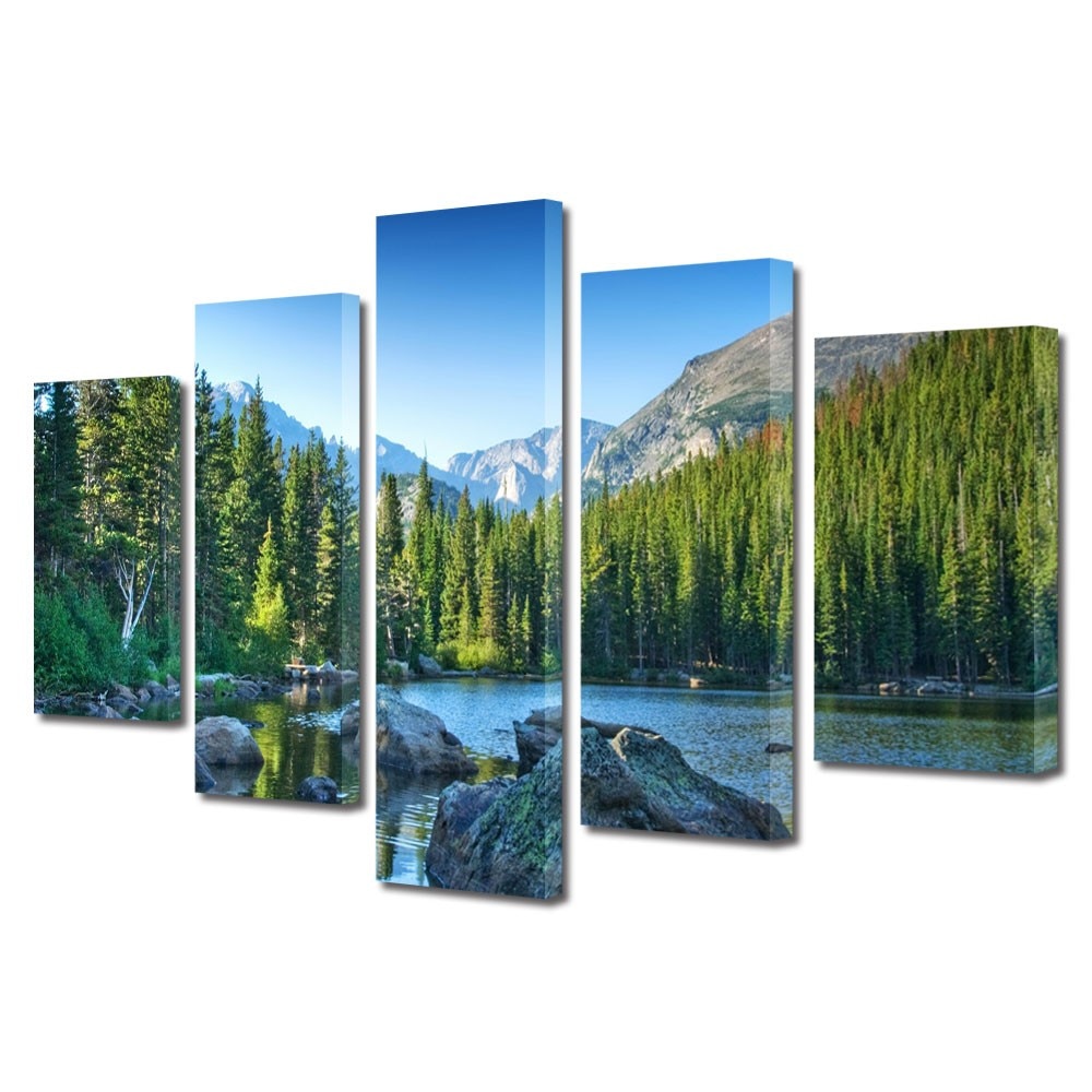 Tablou Multicanvas 5 Piese Peisaje Norvegia, 45 x 70 cm