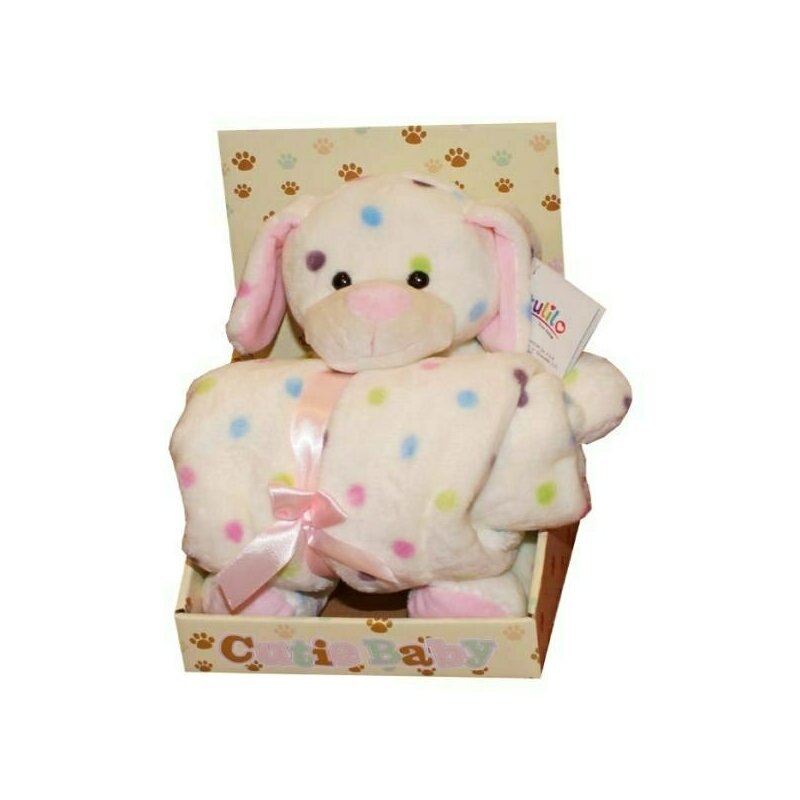 Paturica, Cutie Baby, cu ursulet roz, 100x70cm