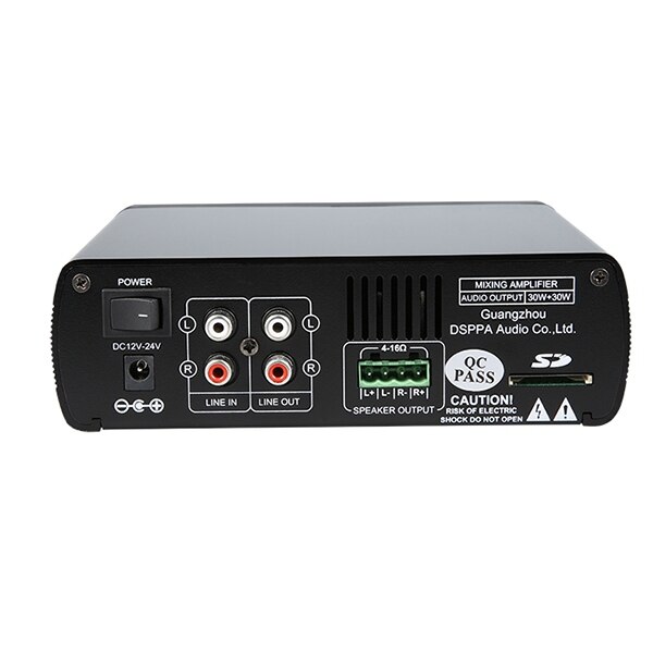 Amplificator cu mixer stereo 2x30W cu Bluetooth /USB/ SD, clasa D, intrare MIC/AUX, carcasa Aluminiu, DSPPA MINI60