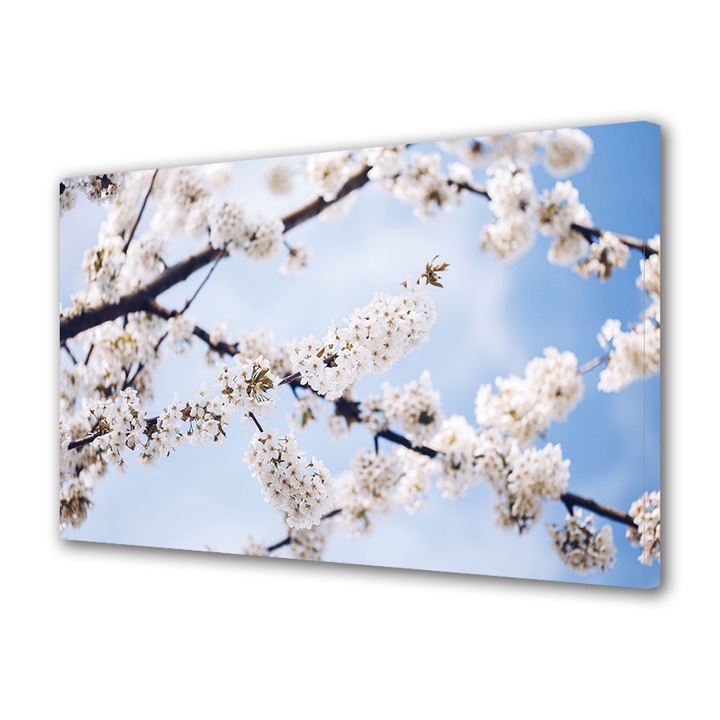 Tablou Canvas Fosforescent, Luminos in Intuneric, Premium, Art Star, Ramuri imbracate, Flori, Panza pe cadru de lemn, Decoratiuni Moderne pentru Casa, 30 x 45 cm