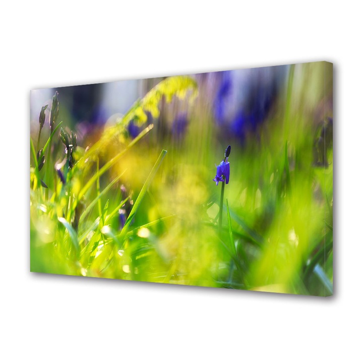 Tablou Canvas Led cu Intrerupator, Luminos in Intuneric, Premium, Art Star, Imagine blurata cu flori mov, Flori, Panza pe cadru de lemn, Decoratiuni Moderne pentru Casa, 30 x 45 cm