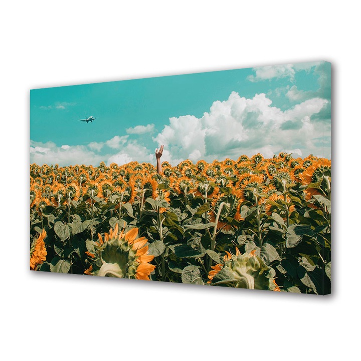 Tablou Canvas Premium, Art Star, Pierduta intre flori, Flori, Panza pe cadru de lemn, Decoratiuni Moderne pentru Casa, 80 x 160 cm