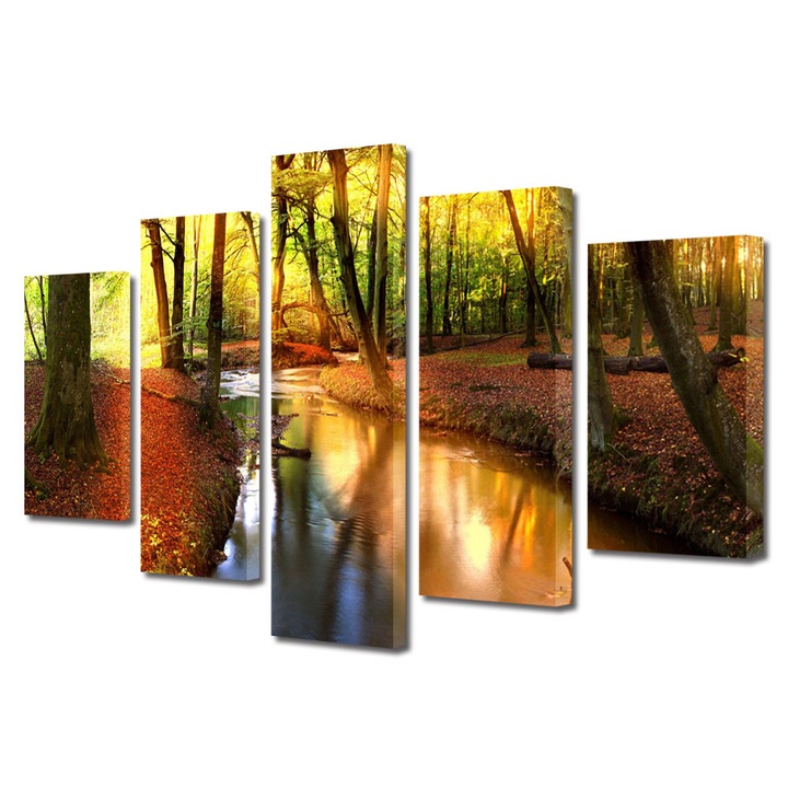 Tablou Multicanvas 5 Piese Peisaje Parau, 80 x 150 cm