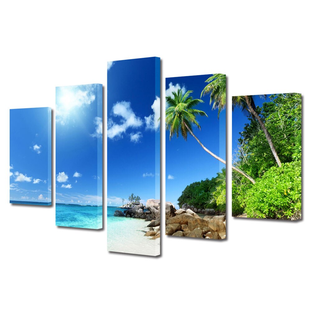 Tablou Multicanvas 5 Piese Peisaje Pe faleza, 80 x 150 cm