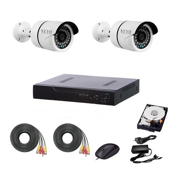 Set de supraveghere complet 2 camere 1080P, IR 30 m, cabluri mufate Set de supraveghere complet 2 camere 1080P, IR 30 m, cabluri mufate